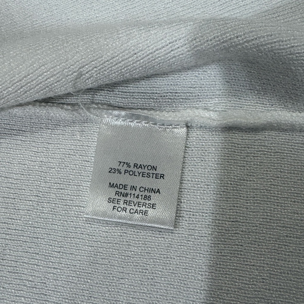 Payton Primrose White Scallop-Trim Open Front Sweater 3/4 Sleeve Sz Large - Picture 5 of 6